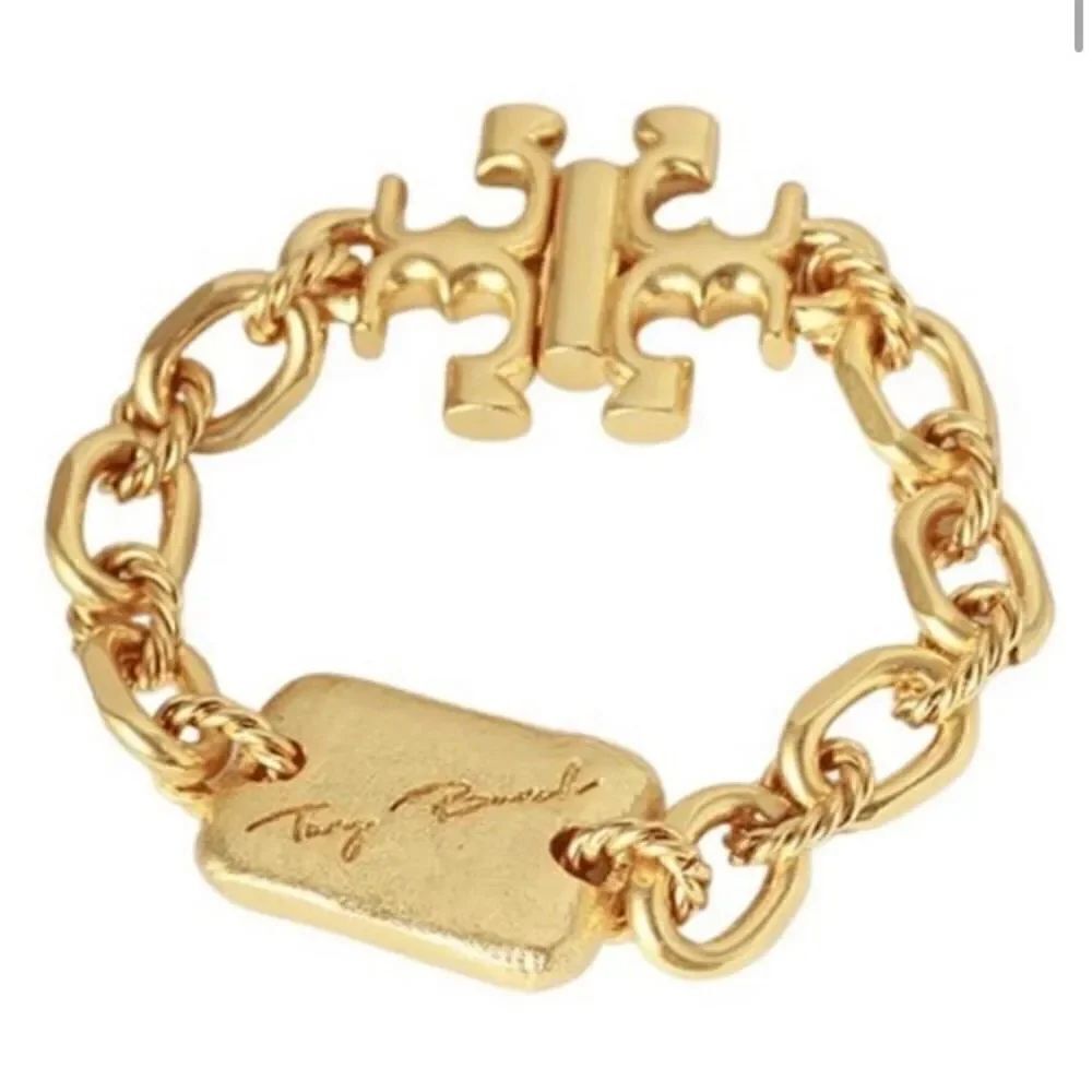 TORY BURCH ROXANNE CHUNKY LINKS BRACELET 18 K GOLD OVER BRASS
